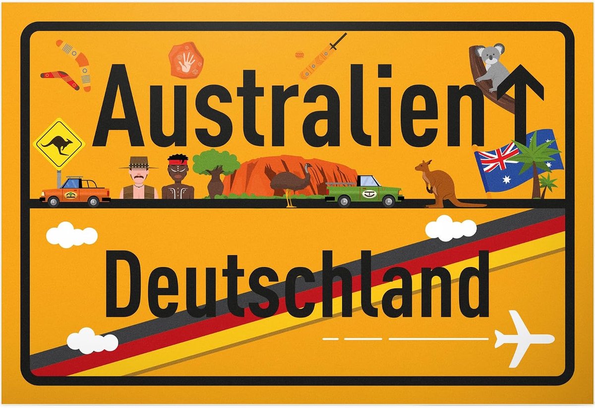 Australië plaatsbord - bord 30 x 20 cm - cadeau-idee cadeaubon reizen vakantie reisvoucher mannen en vrouwen geldgeschenk afscheidskaart cadeau-idee decoratieve kaart