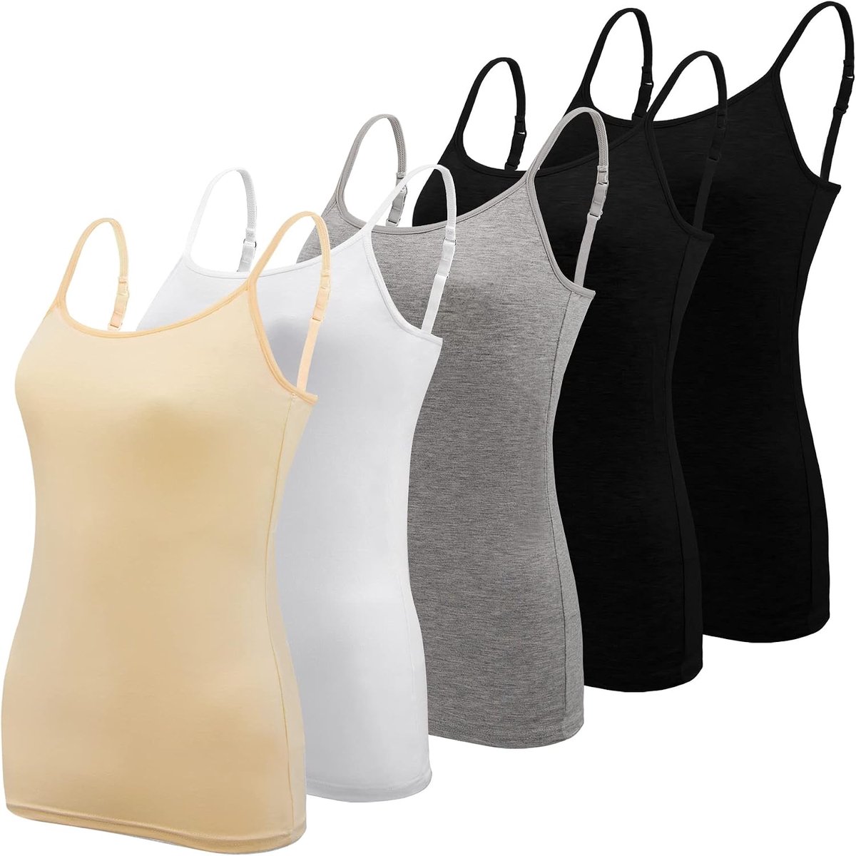 5 stuks basic hemdje met verstelbare bandjes voor dames en meisjes