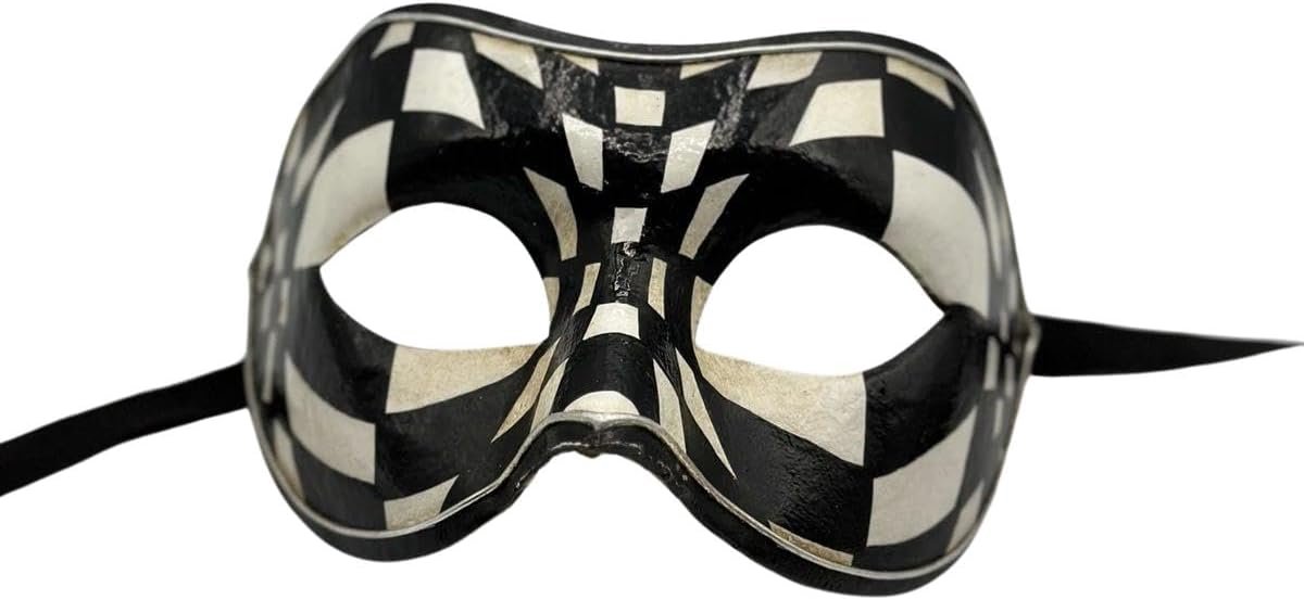 Masker voor mannen en maskerade masker voor vrouw Handgemaakt Venetiaans masker in zwart en wit.