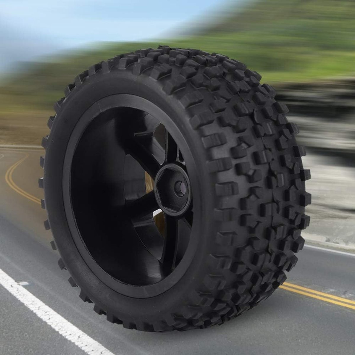 Car Gummireifen, 4 Stk RC Truck Gummireifen, Rad Reifen Zubeh?rteile fuer 1/10 ZD Racing Buggy Crawler Car, Schwarz, for Speed, Off-Road, Daily Use