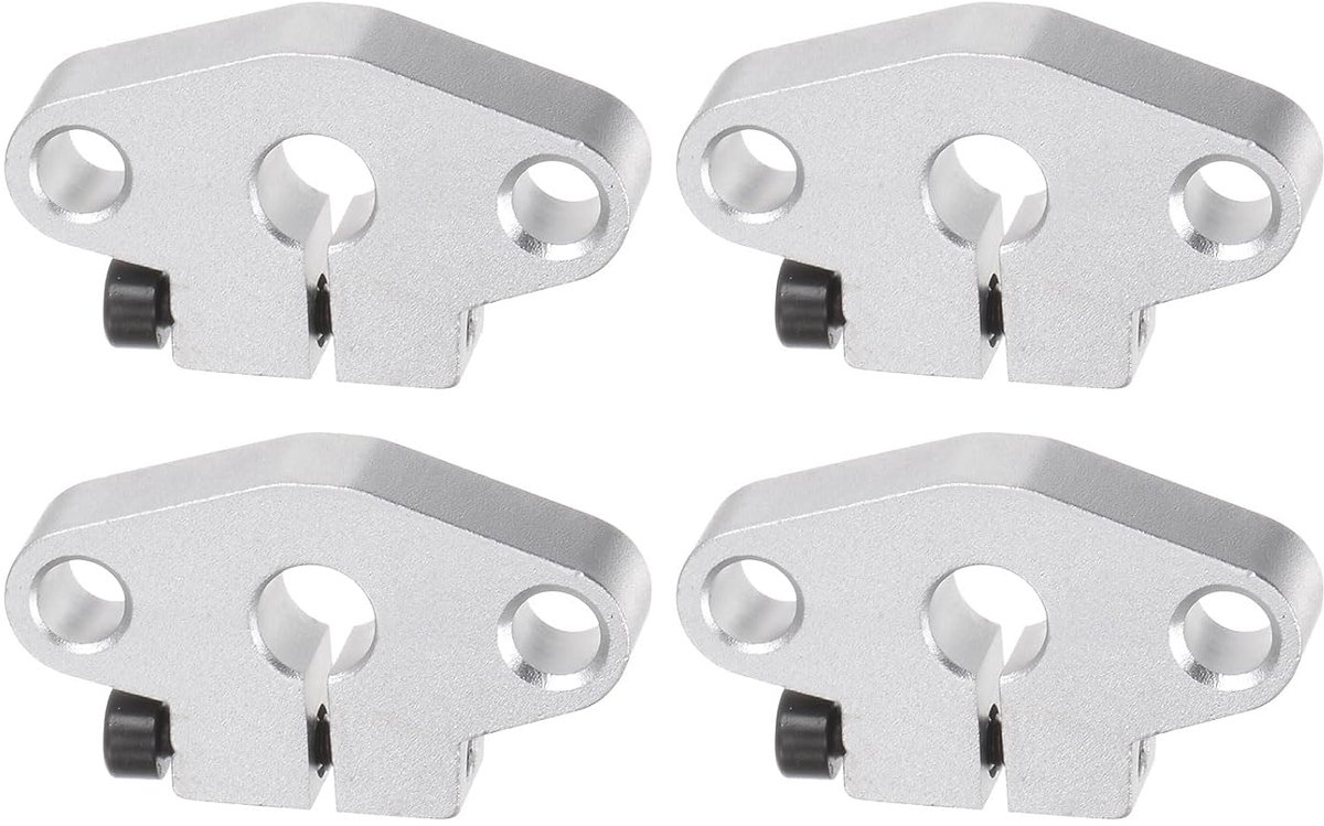 4 stuks geleiderail klemstang voor lineaire beweging SHF8, houder van aluminium voor lineaire bewegingsstang 8 mm diameter, kleur zilver