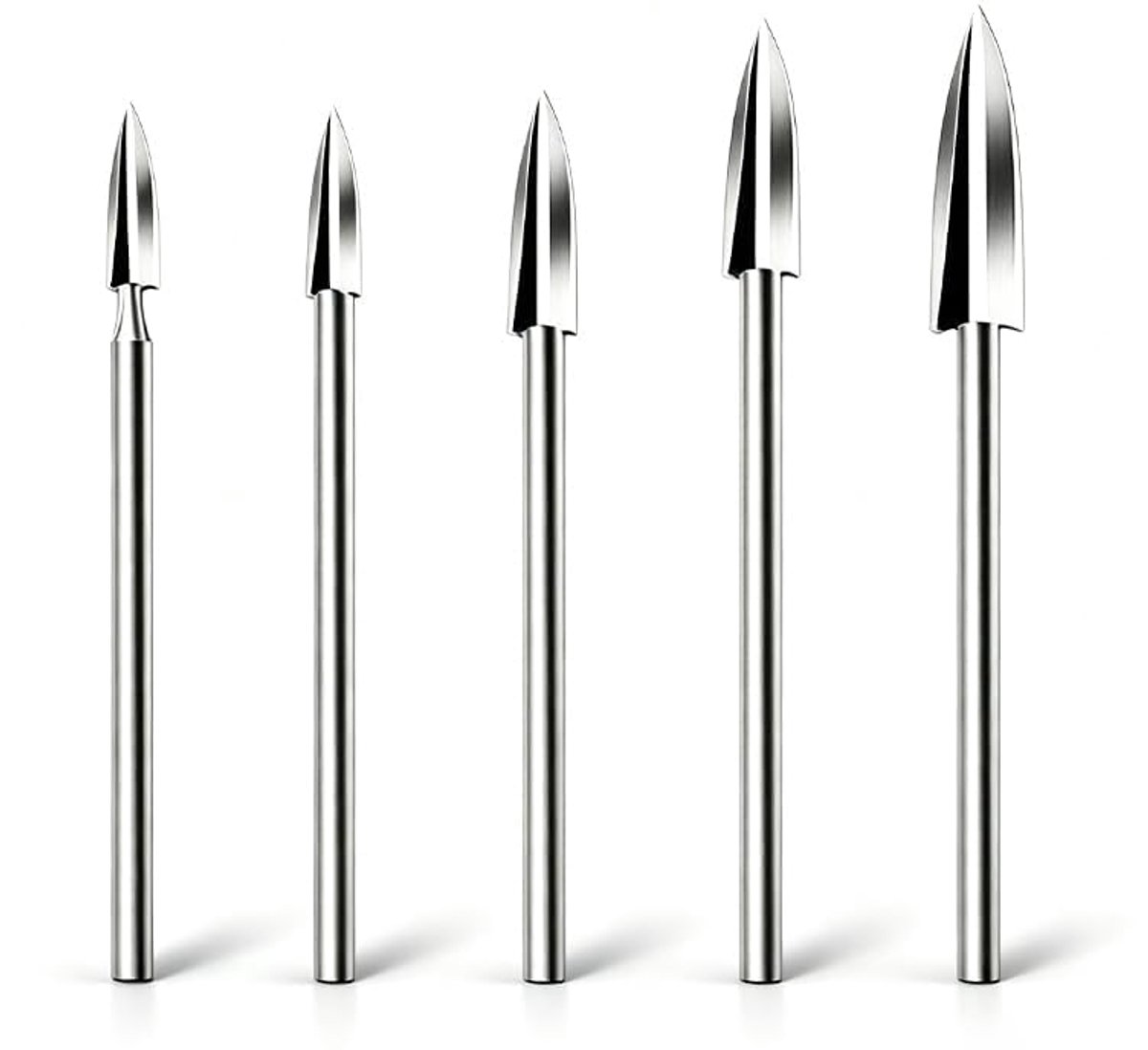 5-delige bitset voor houtsnijwerk, graveerbits voor draaigereedschap met schacht 1/8 inch, 3 mm, voor houtbewerking, doe-het-zelf, boren, slijpen, koppen 3-8 mm