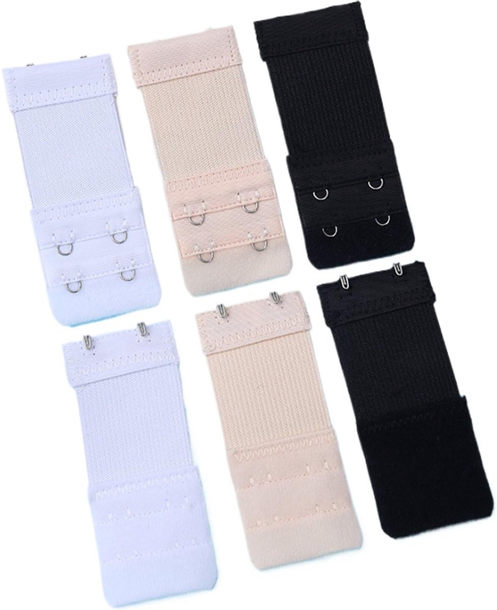 BH-extender 6x - 2 hoeken - Elastisch - Universeel - Beige/Zwart/Wit - SnelShoppen