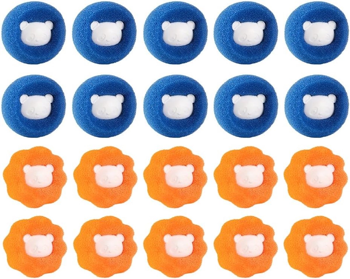 Wasmachine, herbruikbaar, pluisballen, wasbal, haarvanger, pluisballen voor wasmachine, wasbal, haarvanger, pluisvanger voor kleding en beddengoed, 20 stuks