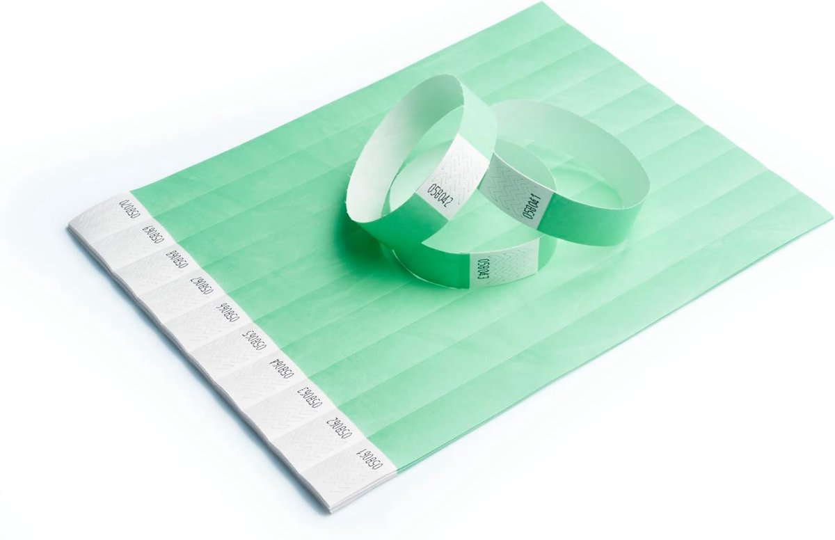 Iboo - 500 Tyvek papieren armbanden voor controle en veiligheid voor evenementen, feesten, festivals en reizen - entreearmbanden (Aqua)