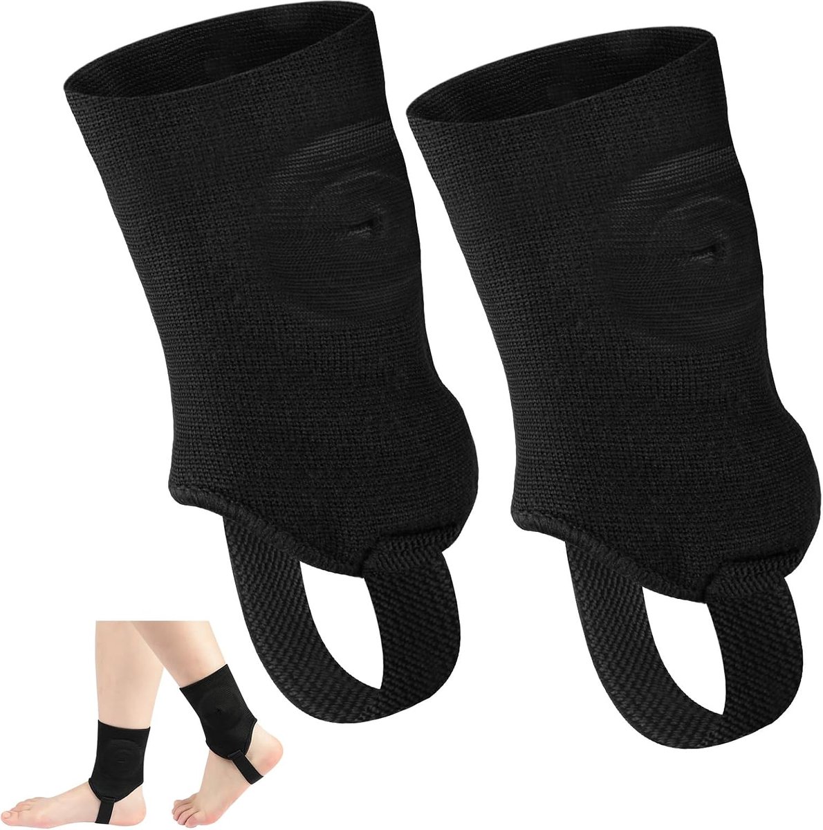Enkelbeschermers voetbal, voetbandage voetbaluitrusting voor training en wedstrijdbescherming, uniseks enkelbescherming, zacht en comfortabel, zwart