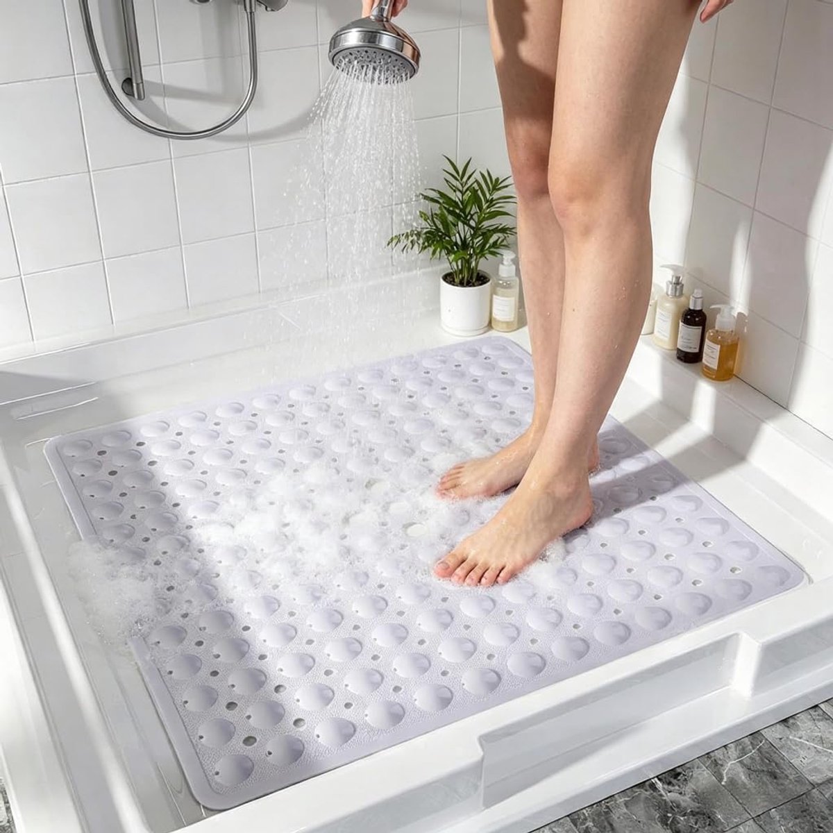 Douchemat, 53x53cm, met Zuignap, BPA-vrij, Machinewasbaar en Schimmelwerend