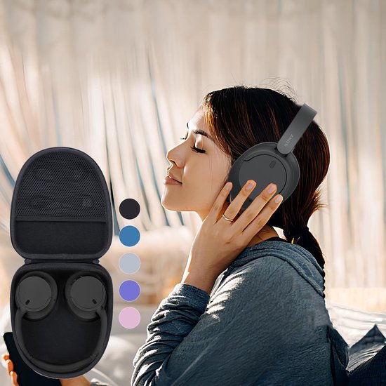 Hoes Compatibel met Sony WH-CH720N/CH520/H910N hoofdtelefoon - EVA Nylon Harde Hoes, waterdicht en stofdicht, niet gemakkelijk te vervormen, gemakkelijk te dragen — afbeelding 2