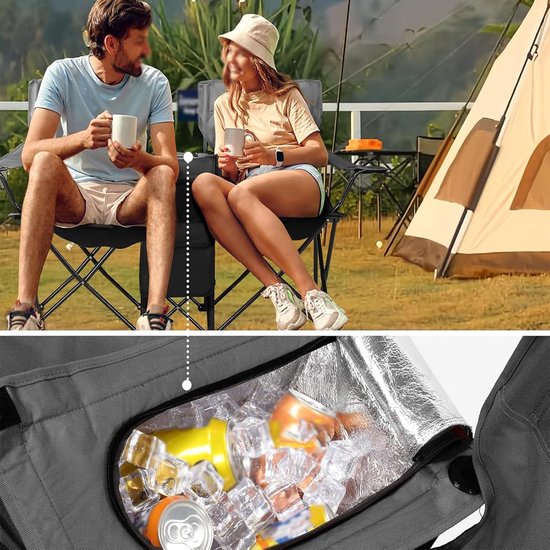 Dubbele Campingstoel - Buitenbank Kampeerstoel - Ontspannen Buiten - Met Koelvak - Voor 2 Personen - Blauw — afbeelding 3