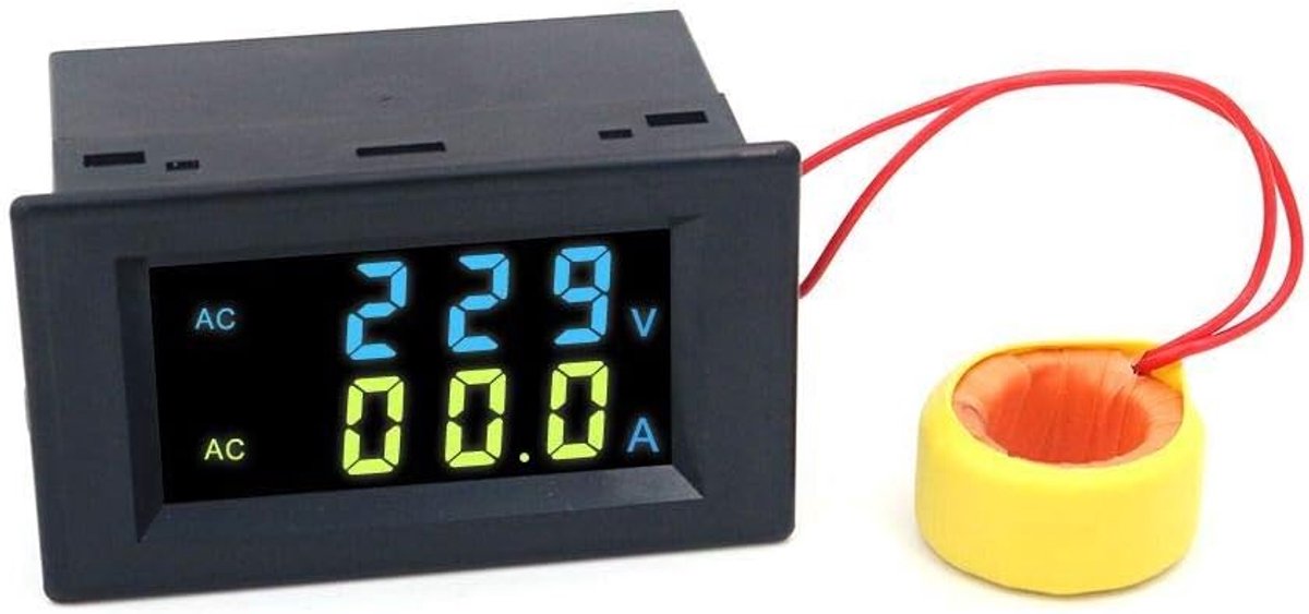 D85-2042A Dubbel display LCD-voltmeter Ampèremeter Digitaal display AC-spanningsmeter Ac-stroommeter AC80-500V AC0-100.0A - Zwart