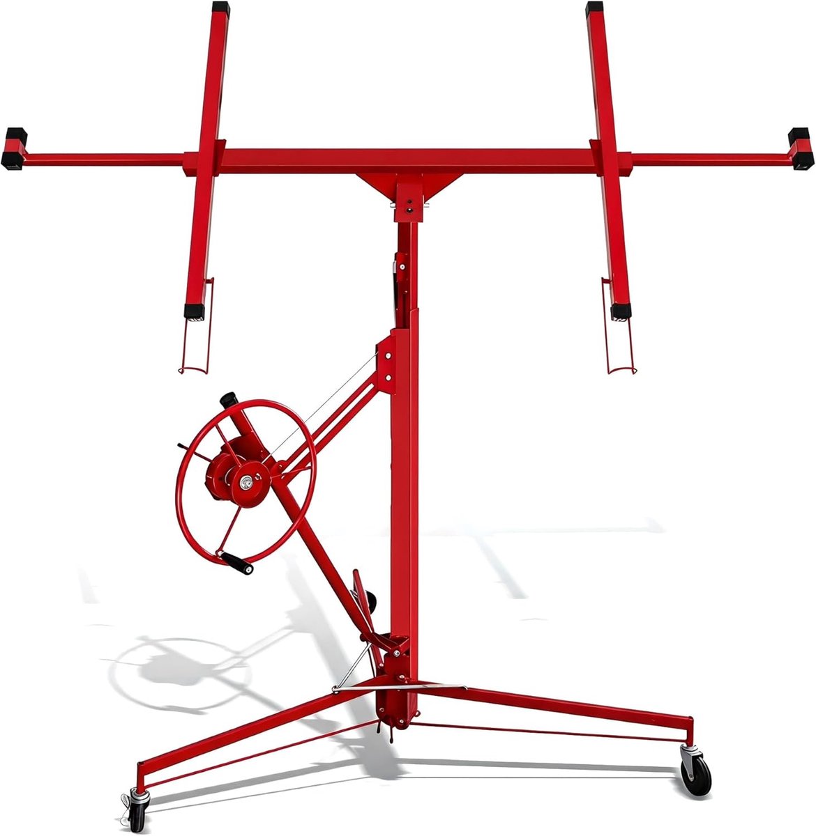 Klappbare platenlift XXL voor gipsplaten, 132-335 cm werkhoogte instelbaar, max 290 cm lastarmbreedte en 68 kg draagvermogen, Rood