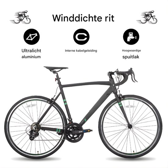 Racefiets - Voor heren - 14 versnellingen / racefietsstijl - Aluminium / Groen / Maat M (53–57 cm) — afbeelding 4