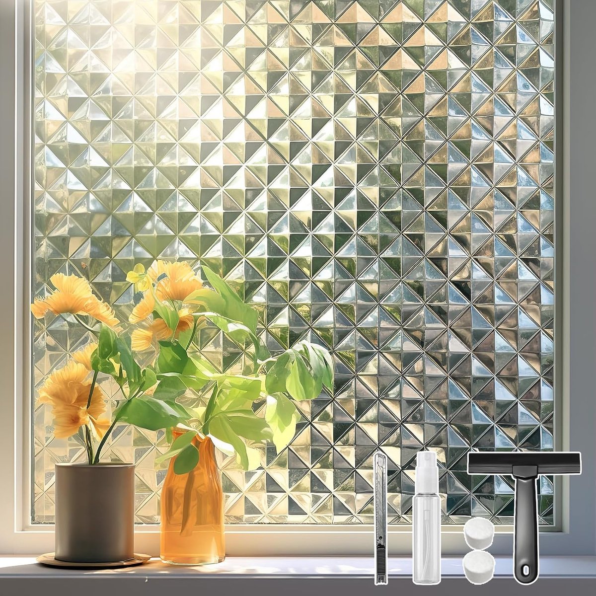 Privacy raamfolie 3D effect - Frosted glasfolie - UV-bescherming - Verbeter je wooncomfort - ShopVlot