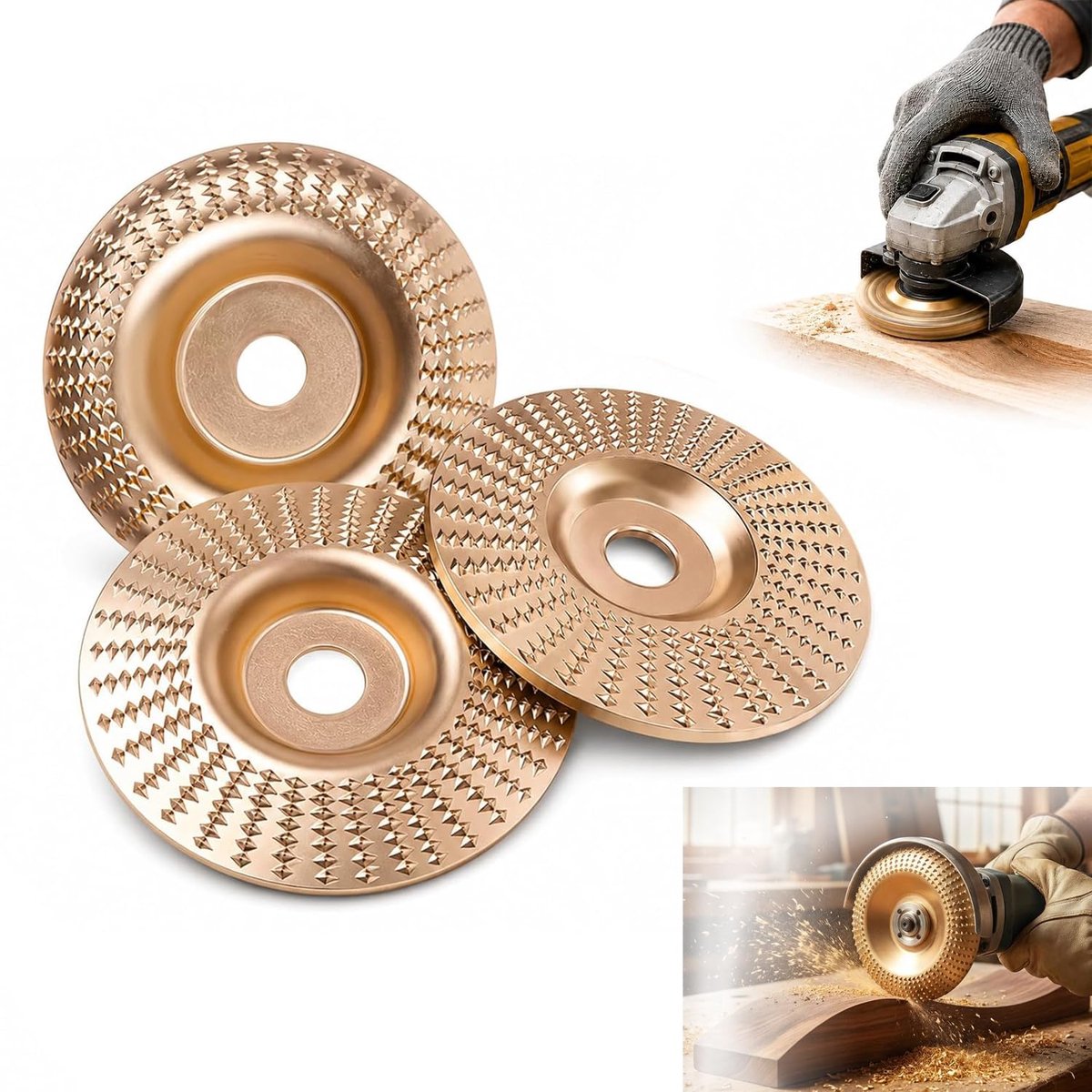 Slijpschijf hout 125/22mm - hardmetalen frees schijf - voor snijden en schuren - 3 stuks - ShopVlot