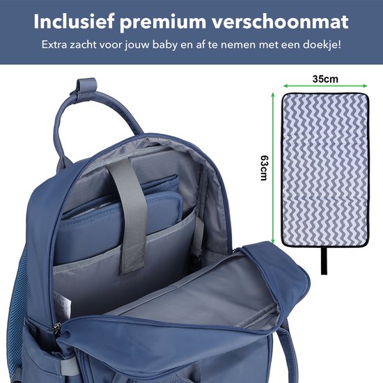 Brisby slijtvaste Luiertas - verzorgingstas - met buggymontage - Nordic Blue van Brisby — afbeelding 4