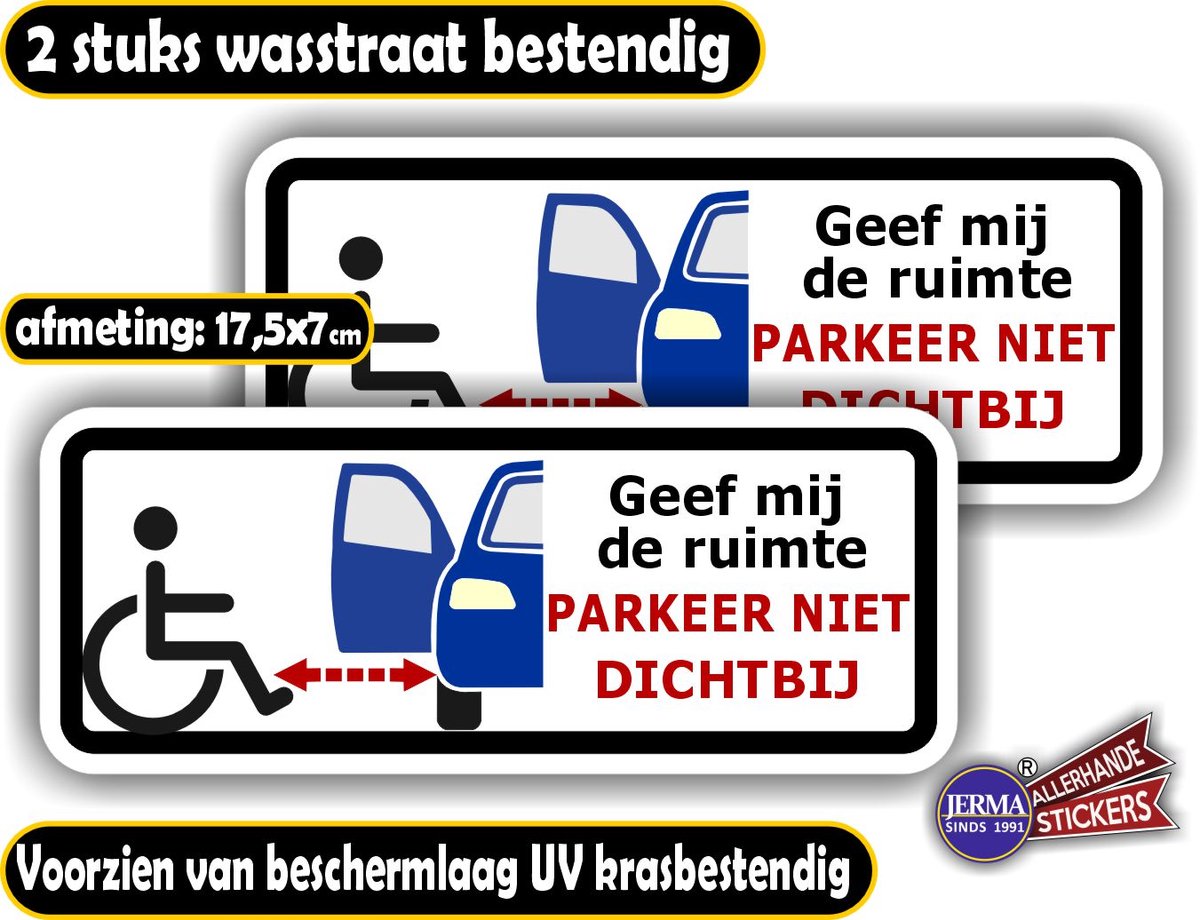 JERMA-Rolstoelgebruiker niet te dichtbij parkeren sticker set