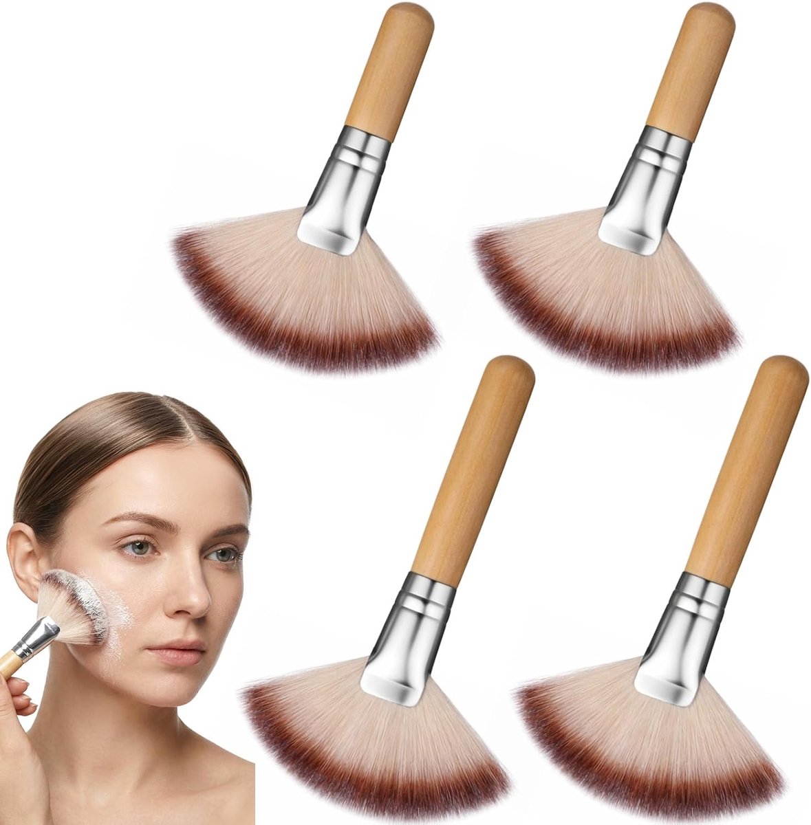 Waaierkwasten 4 stuks - nylon haren - gezichtsmasker-applicatorkwast - ideaal voor make-up - ShopVlot