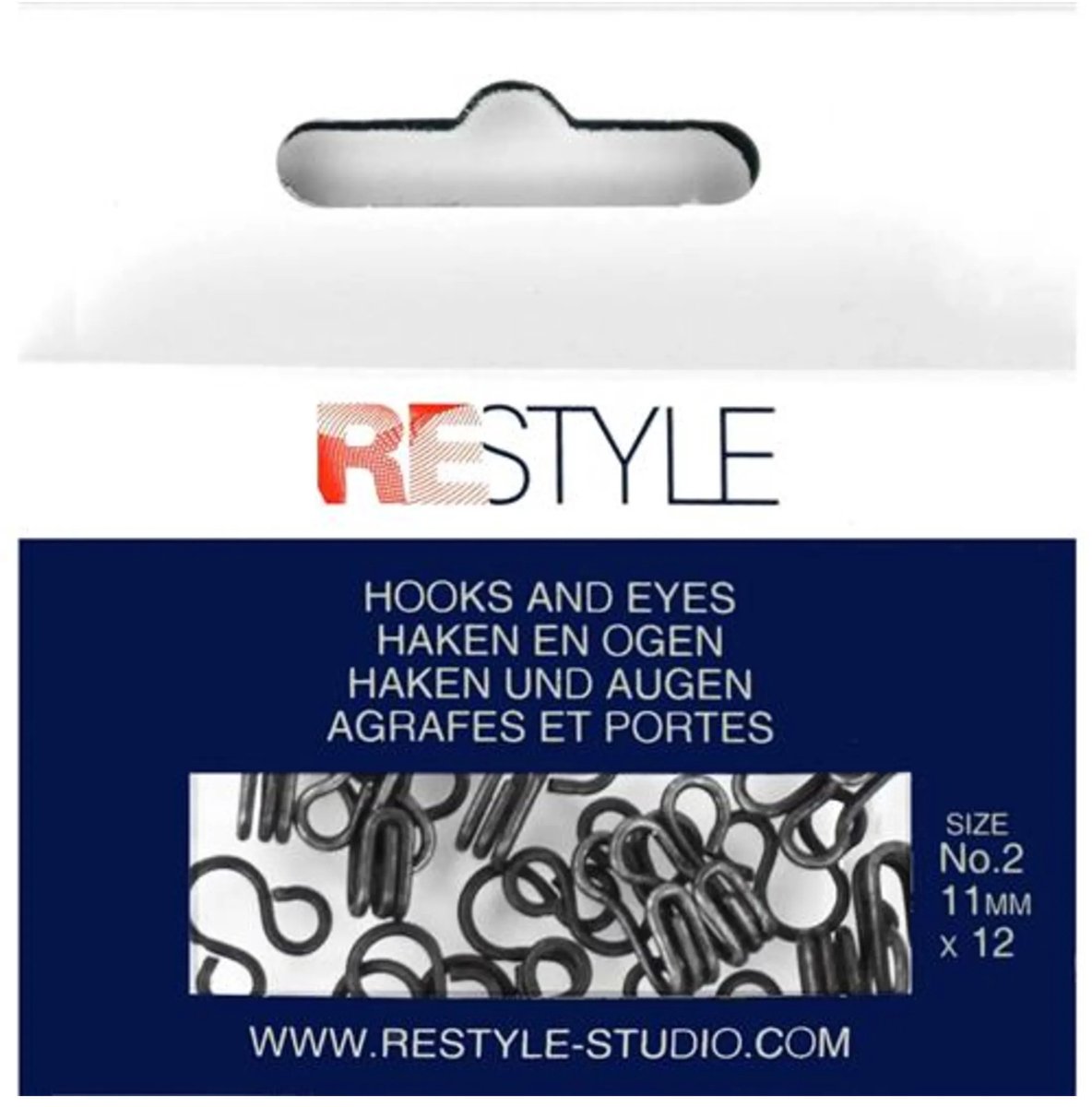 Haken en ogen nr. 2 zwart, 12 stuks