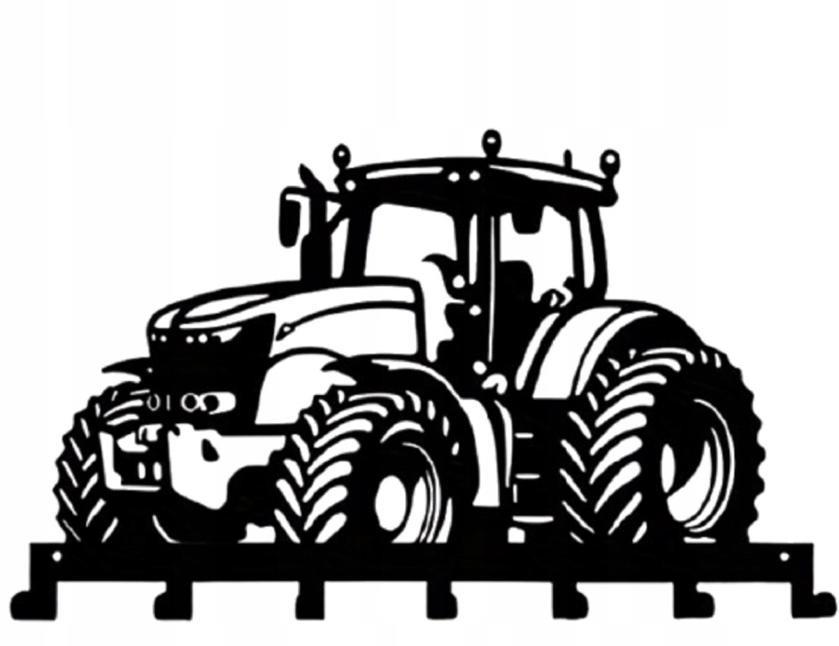 DIKOM Metalen Wandkapstok Tractor Zwart Mat 30cm