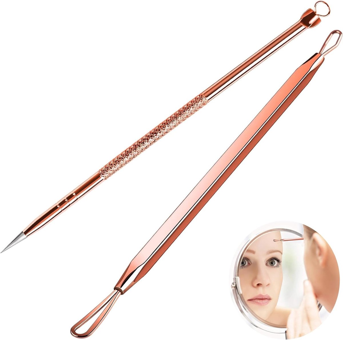 Blackhead remover set - 2 stuks - RVS - veilig en effectief voor acneverwijdering - ShopVlot