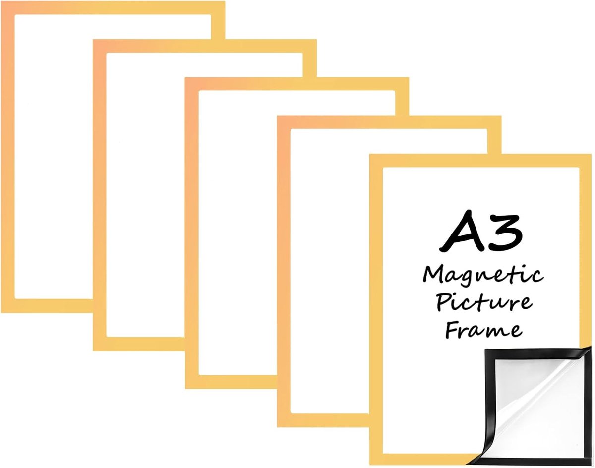 Magnetische fotolijsten A3 - set van 5 - zelfklevend - ideaal voor posters en documenten - ShopVlot