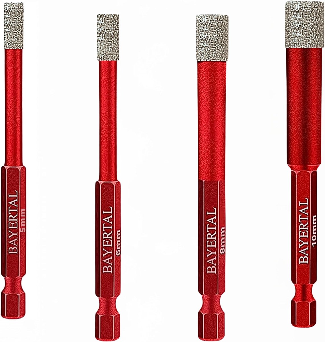 Boorgatenset 4-delig Ø 5, 6, 8, 10 mm - Diamantboor voor harde tegels en porselein - Professionele kwaliteit - ShopVlot
