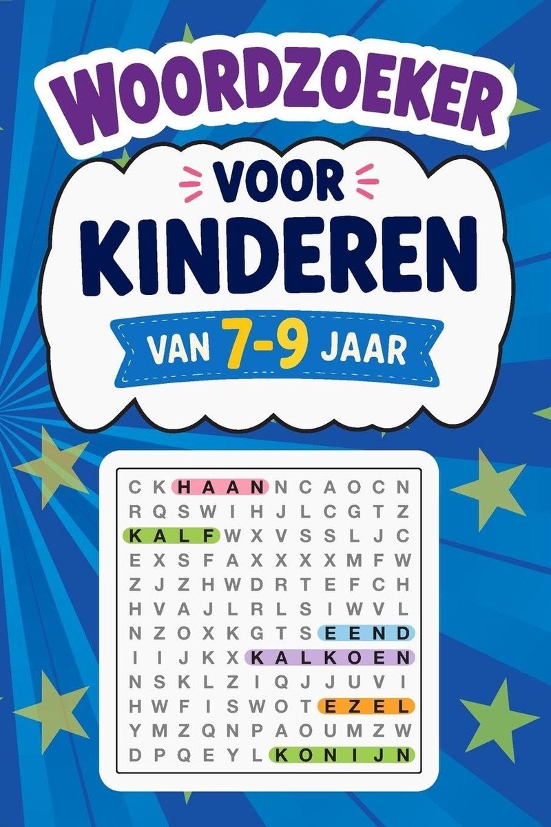Woordzoeker voor kinderen 7-9 jaar - vrolijke puzzels - ontwikkel je woordenschat - leerzaam en leuk - ShopVlot