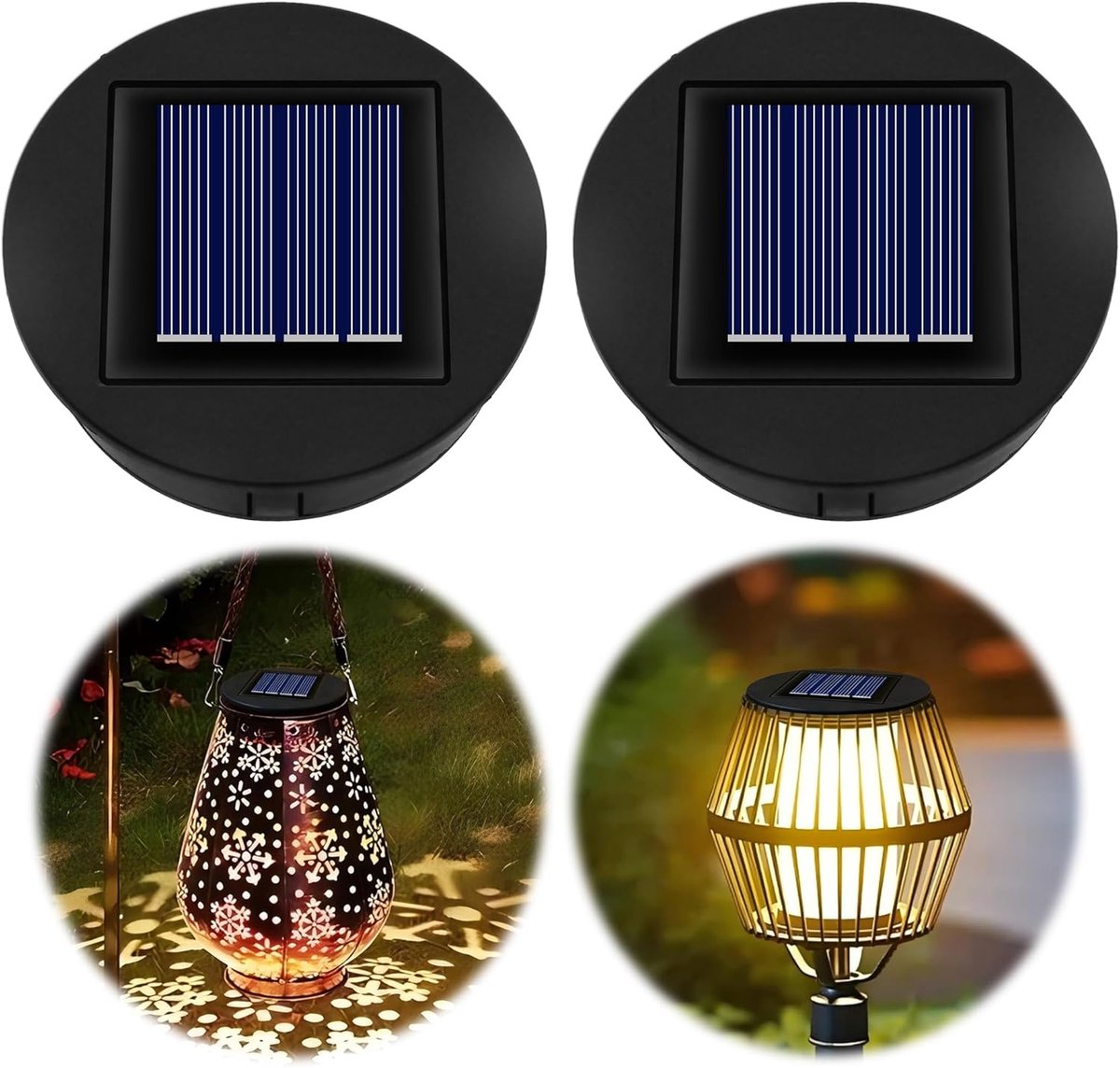 Solar Light Top 8cm - Vervangingsunit voor Tuinlantaarns - Warm LED Licht - Ideaal voor Buitenverlichting - ShopVlot