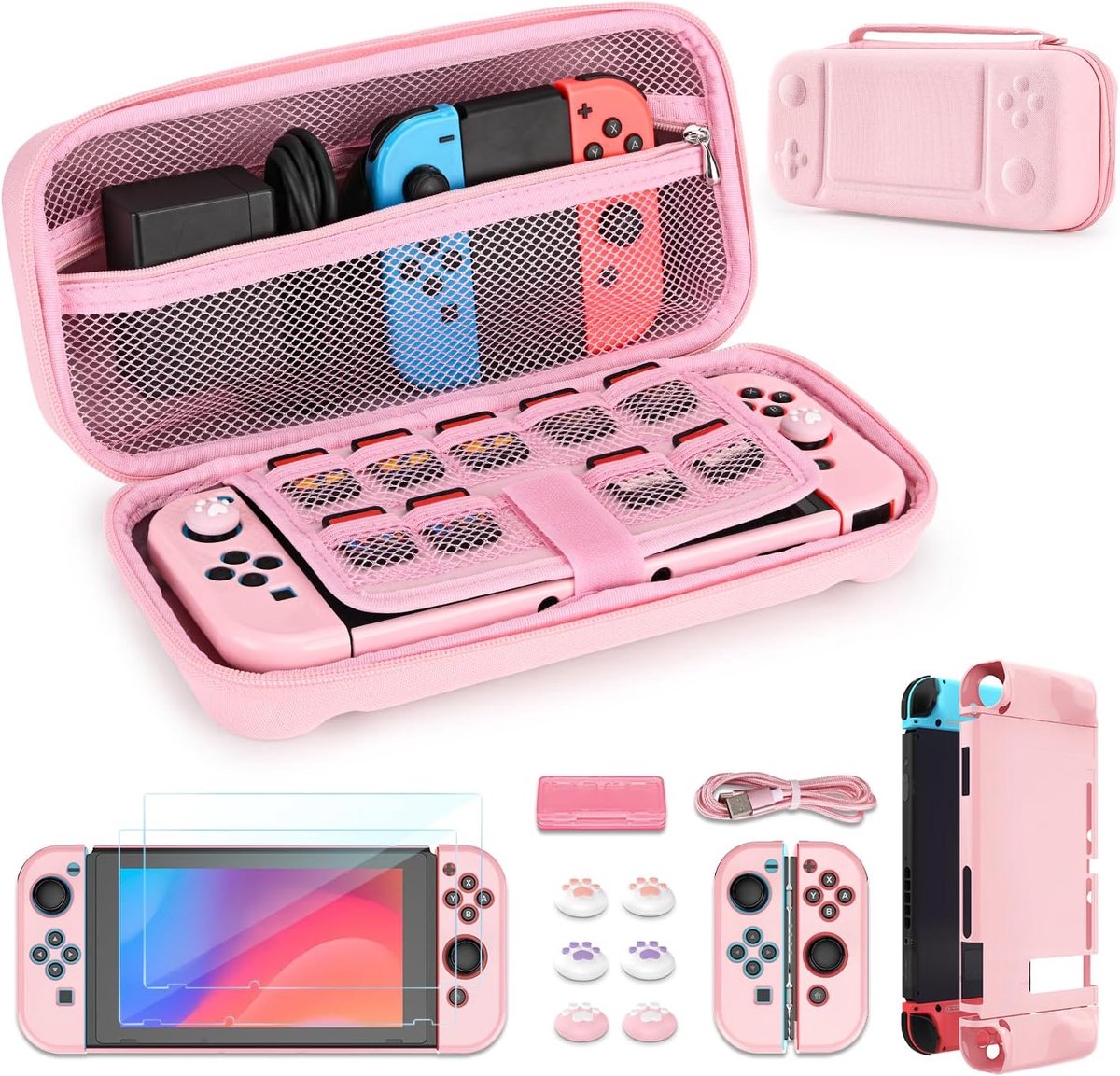 Switch Case 14 in 1 Accessoires Kit - Draagtas en Screen Protector - Bescherming en Opberging - ShopVlot