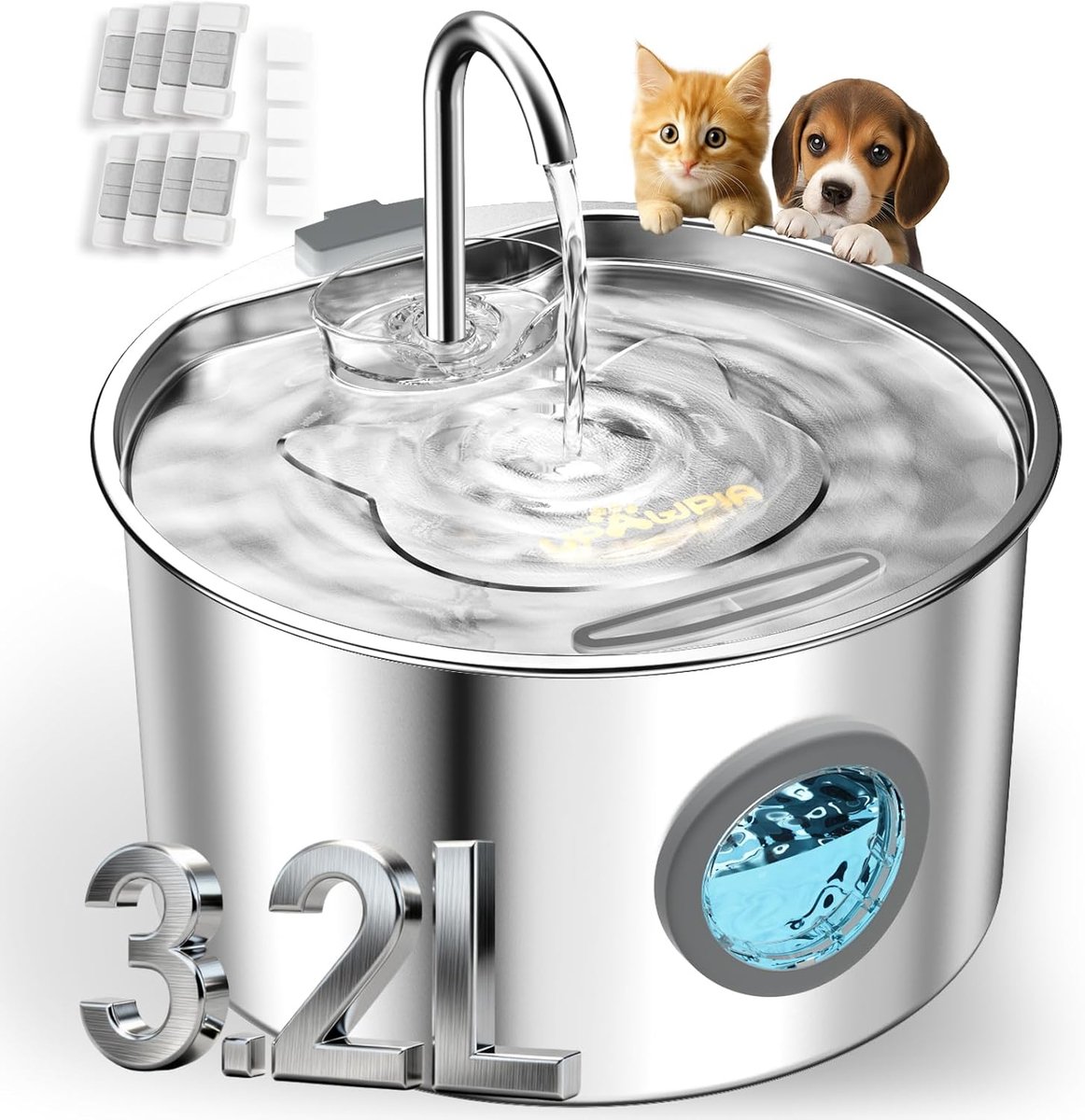 Drinkfontein kat 3,2L - roestvrij staal - ultra stil - gezond water voor huisdieren - ShopVlot