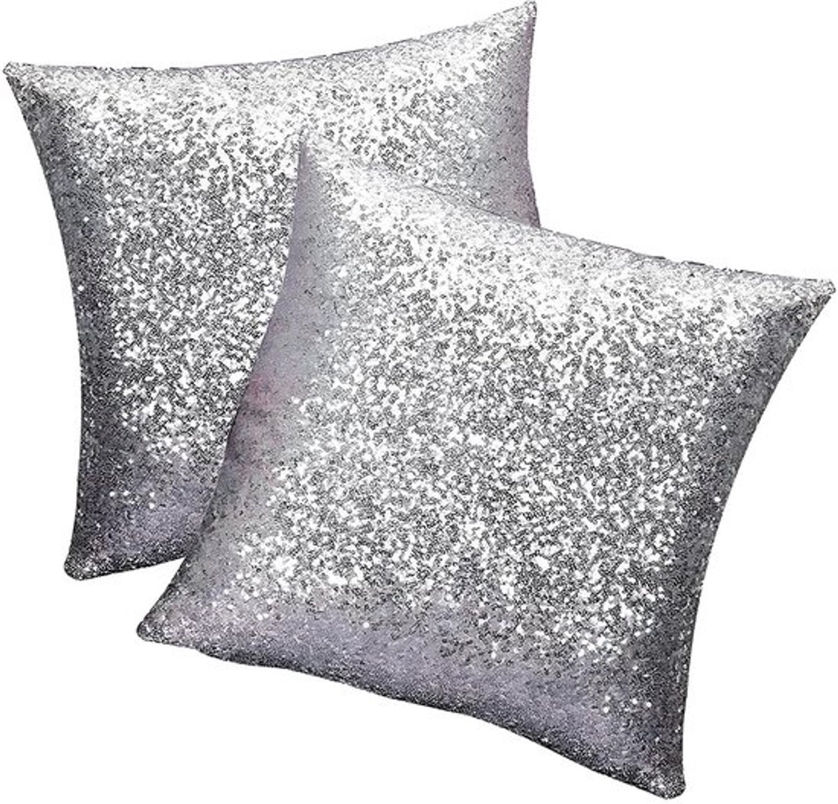 Kussenhoes 40 x 40 cm Pailletten Zilvergrijs Sofa Kussenhoes voor Thuis Café Decoratie Set van 2