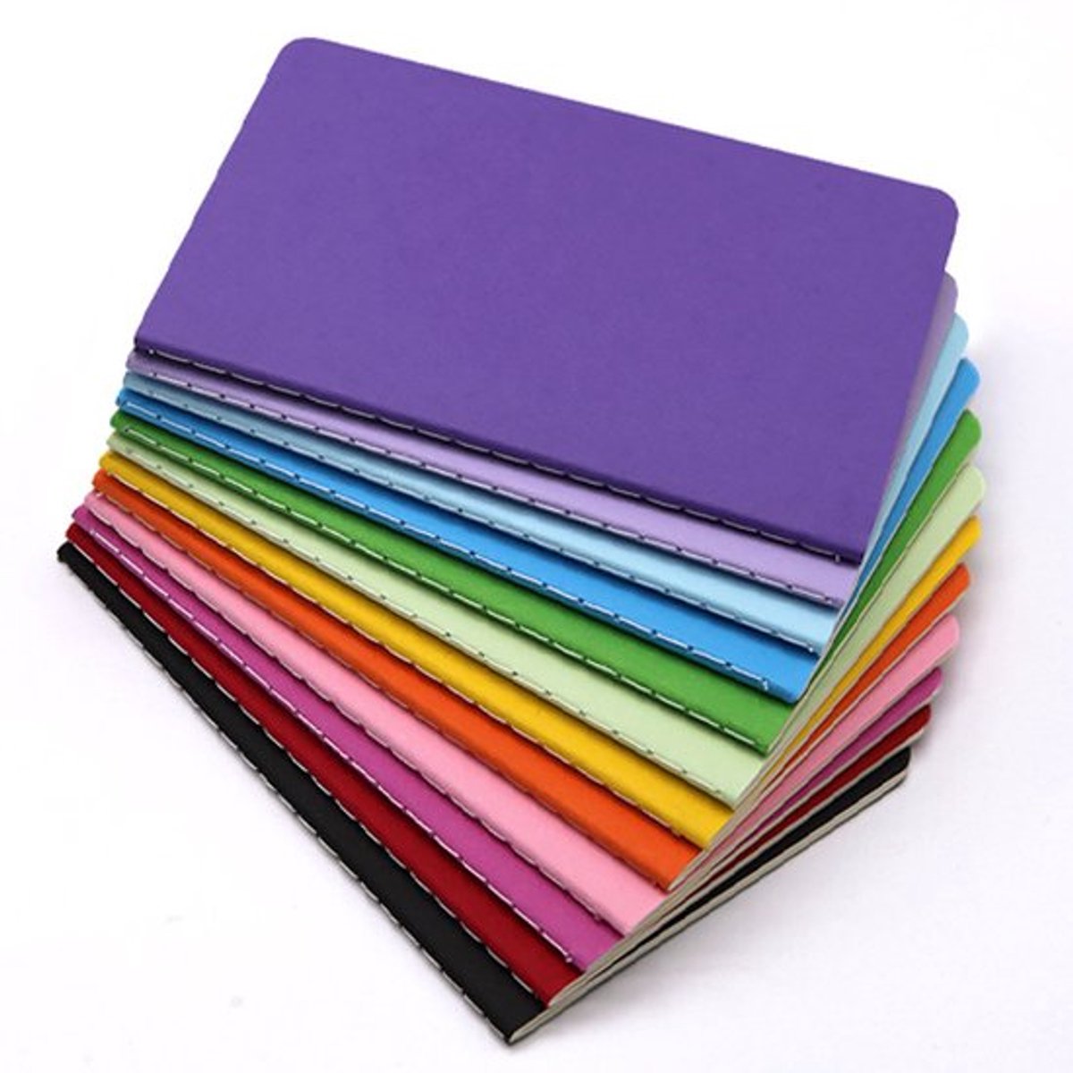 A5 Notitieboekjes 12-Delig - Softcover Notitieblokken - 12 Kleuren - Houtvrij Papier - Met Draadgenaaide Binding - Geschikt Voor School, Studie, Kantoor En Creatieve Projecten - 60 Pagina'S Per Notitieboekje