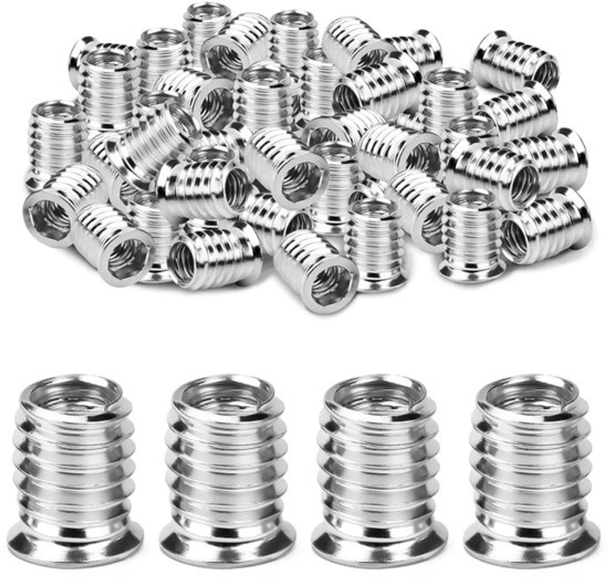 Inschroefmoeren M8 x 20 verzinkt staal - 50 stuks