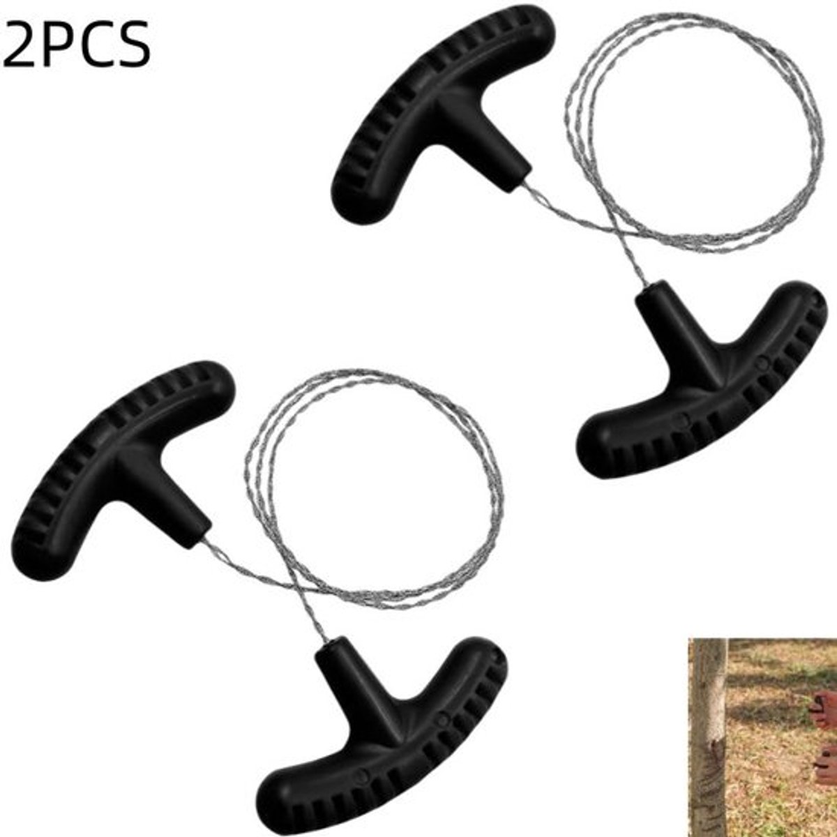 2 stuks - buiten-overlevingszaag - handzame zakzaag - overlevingszaag - snijgereedschap met stalen ketting - voor hout, kamperen, wandelen, jagen - zwart - 6.8×3.8×70cm