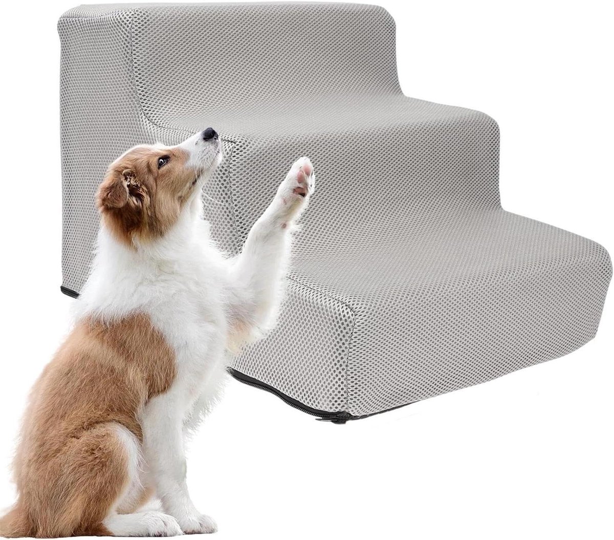 Hondentrap - Hondenladder Kattenladder - Huisdieren Bereiken - Antislip Treden - 40 x 195 x 195 cm - Grijs