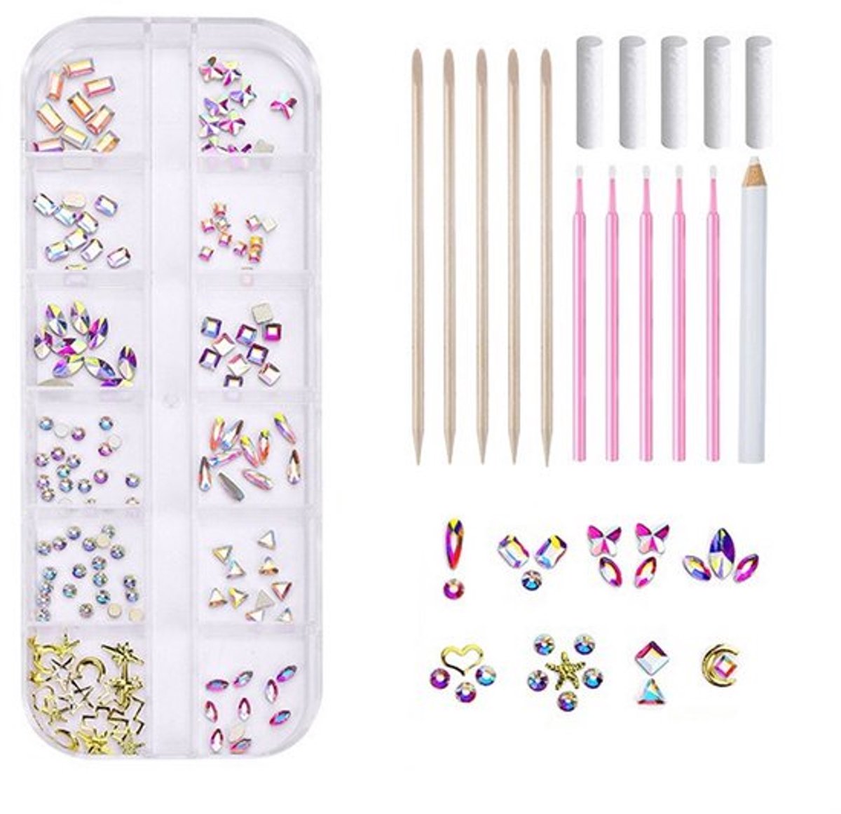 Luxe Strasssteentjes Set - Strasssteentjesset - DIY - Tandversieringen - Tandsieraden En Tandversieringen Met Edelstenen - Geen Lijm Inbegrepen - Geschikt Voor Nail Art, Oogmake-Up, Gezichtsmake-Up, Tanden En Kopjes