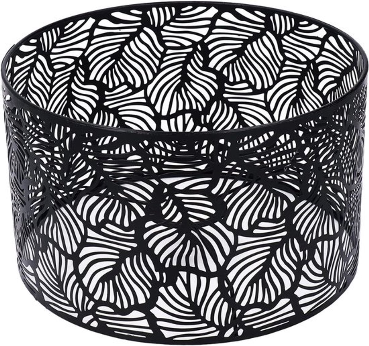 Kleine lampenkappen E27 E14 metaal bloem textuur lampenkap 25 x 16 cm Scandinavische stijl voor tafellampen staande lampen hanglampen (zwart)