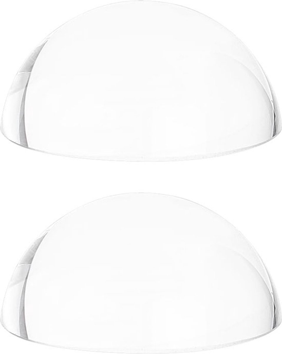 2 stuks glazen paperweight vergrootglas met halve bollens, 6 cm kristallen bolvormig vergrootglas met heldere optische halve bollens voor blauwdrukken, kaarten, kranten, kantoor, bureau en thuis.