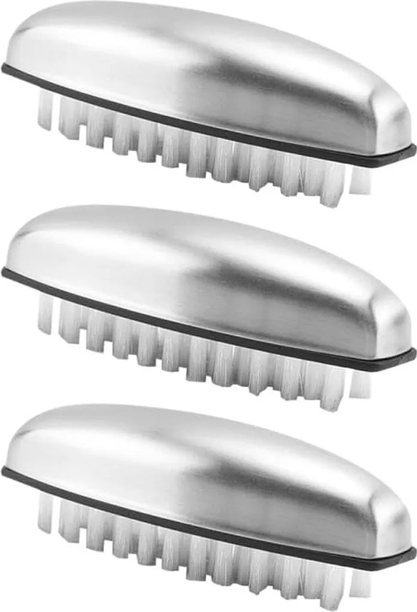 Set van 3 handborstels, roestvrijstalen nagelborstels, verwijdert geuren, geschikt voor klussen, handen wassen, badkamer- en keukenreiniging.