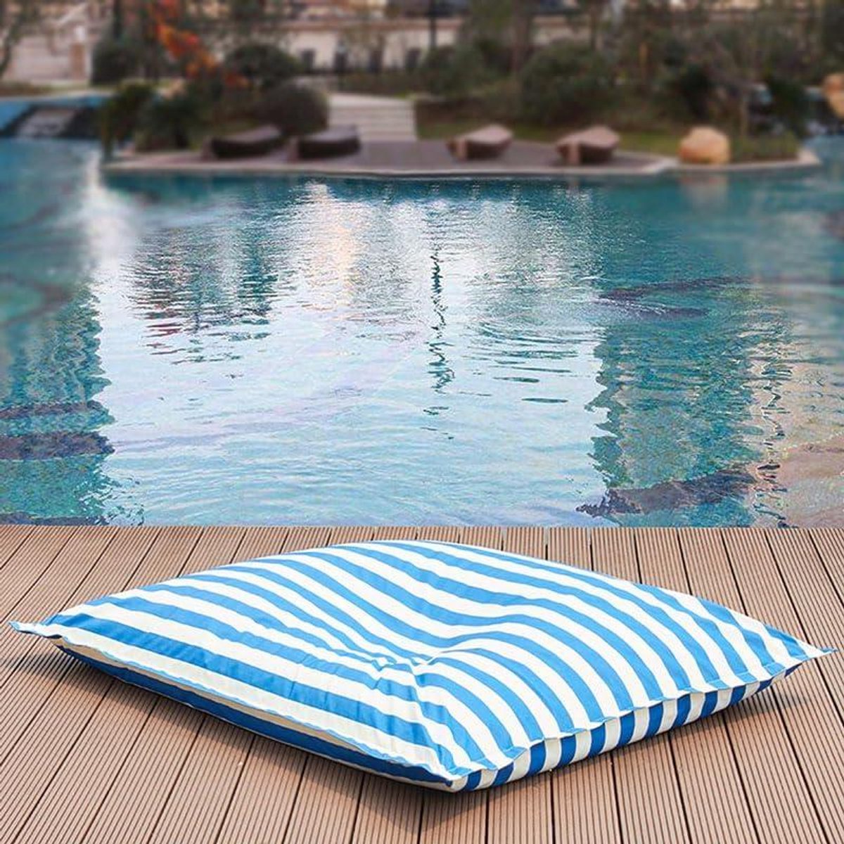 Buiten Zitzak - Grote Zitzak - Ontspannen Buiten - Waterdicht Polyester - 180x140 cm - Blauw Wit