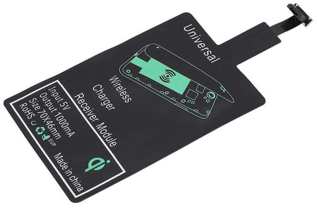 Snelle draadloze oplaadontvangstmodule, draadloze mini-module voor formaat en laag gewicht voor Qi-compatibele telefoons. (Micro-USB)