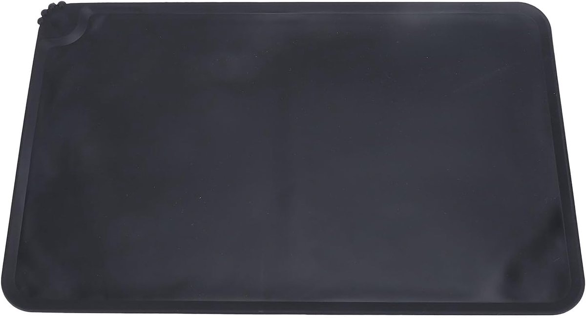 Voerbak Mat - Huisdier Placemat - Schoon Eten - Antislip Bodem - 48 x 30 cm - Zwart