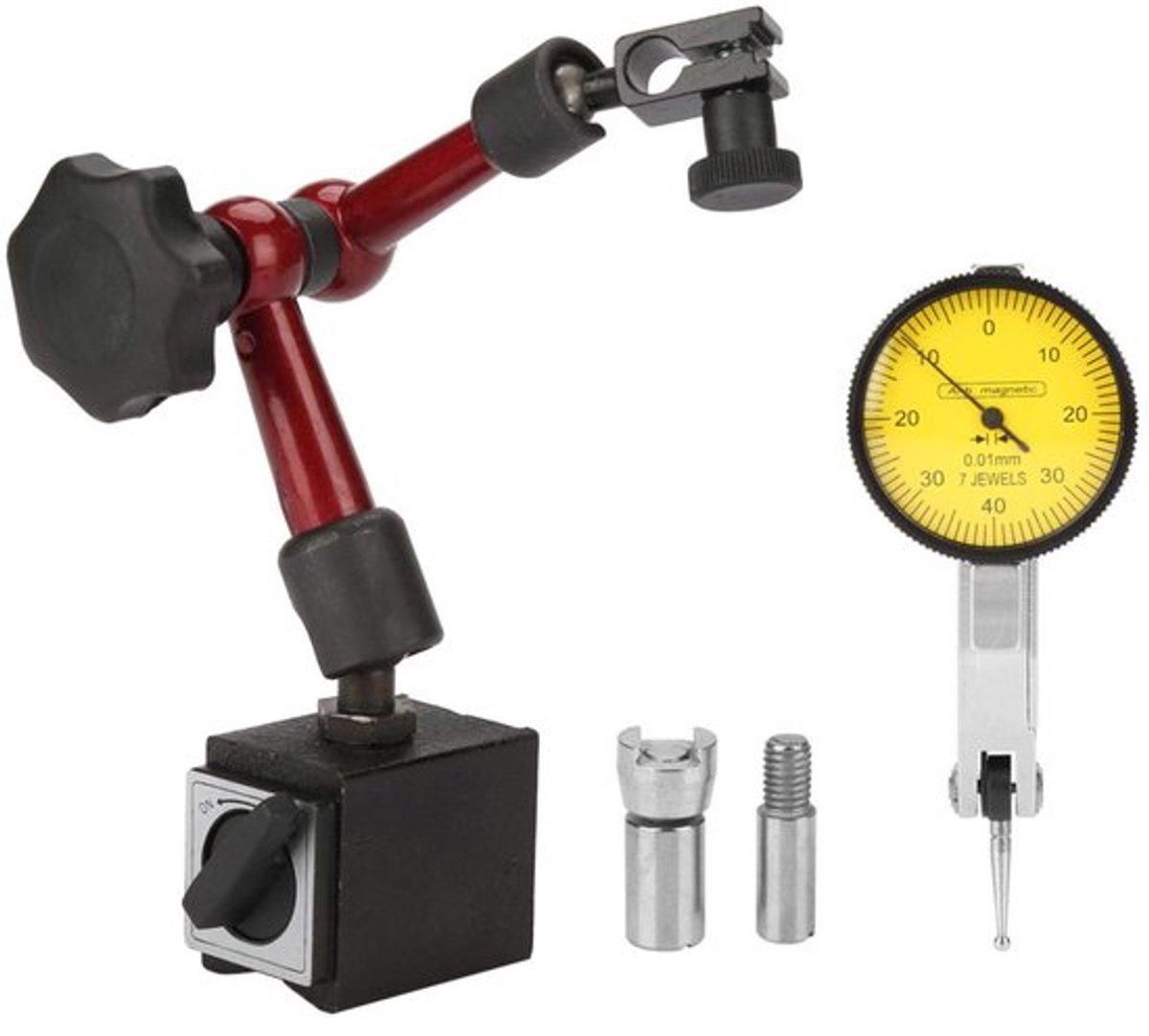 Meetklok met magnetische standaardhouder, hendelkloktestindicator met flexibele, sterke magnetische meterstandaardhouder
