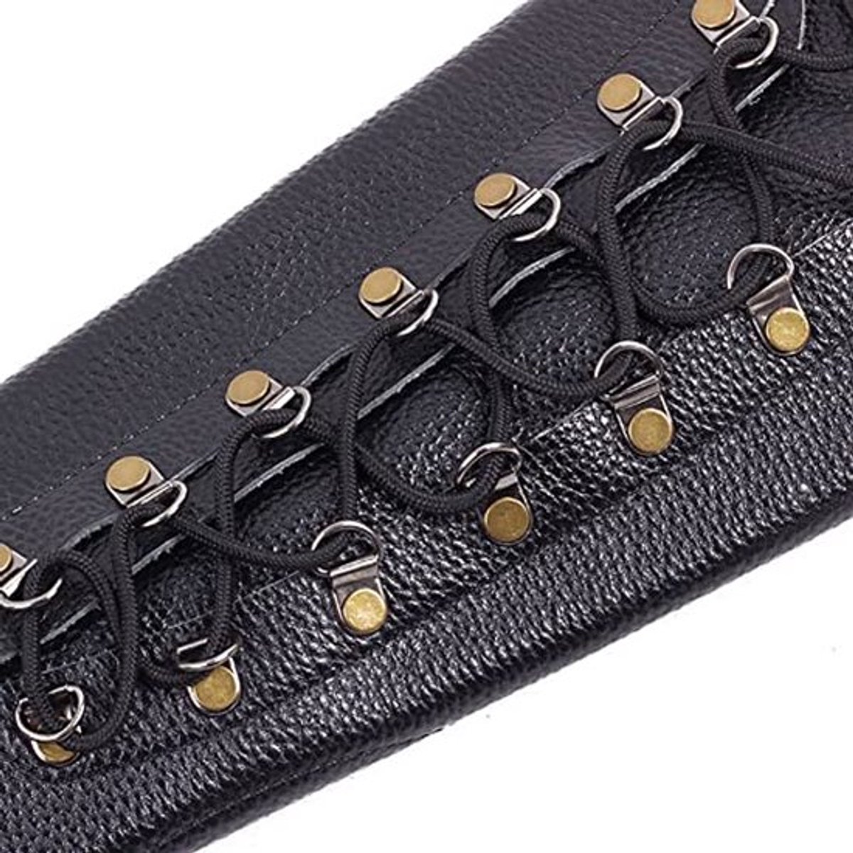Zwarte verstelbare armbeschermer van rundleer met antieke afwerking, 31 cm (12,2 inch) voor boogschieten