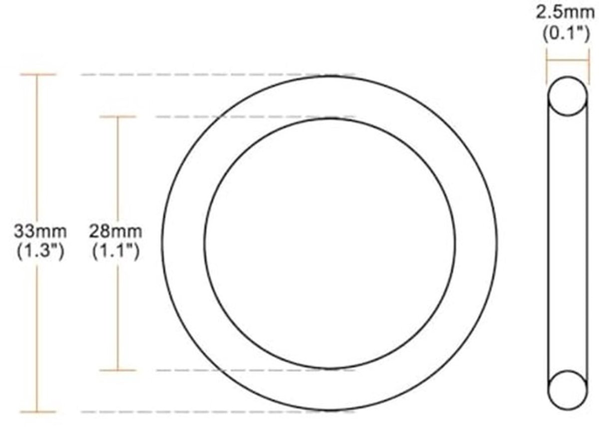 Verpakking van 10 nitrilrubberen O-ringen, buitendiameter 33 mm × binnendiameter 28 mm × dikte 2,5 mm, afdichtringset voor slangen, fittingen, auto's en sanitair - metrisch afdichtsysteem
