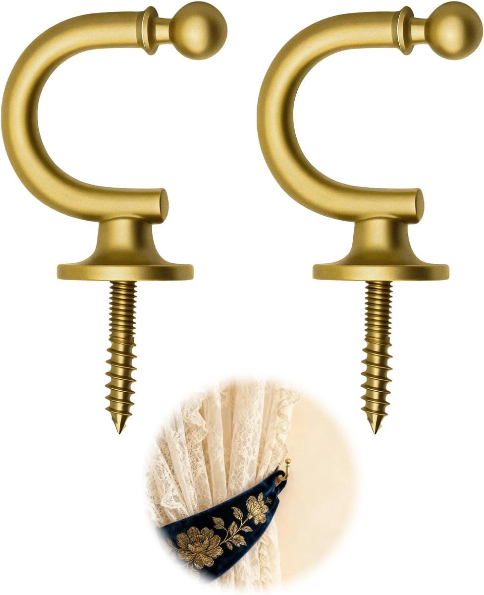 Gordijnhouders 2 Stuks - Wandgordijnhouder - Retro Sand Gold - Voor Huis en Kantoor - ShopVlot