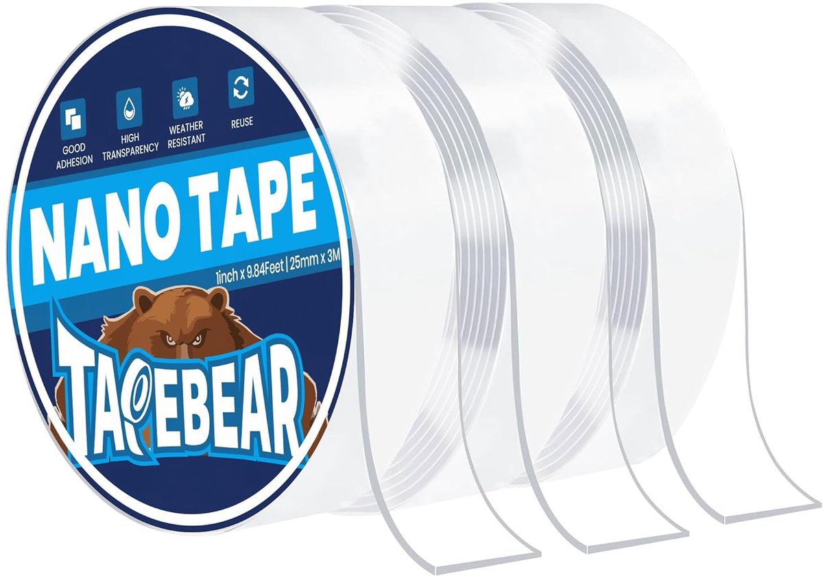 Dubbelzijdige tape 2.5cm x 3m - herbruikbaar - helder gel - ideaal voor het ophangen van foto's - ShopVlot