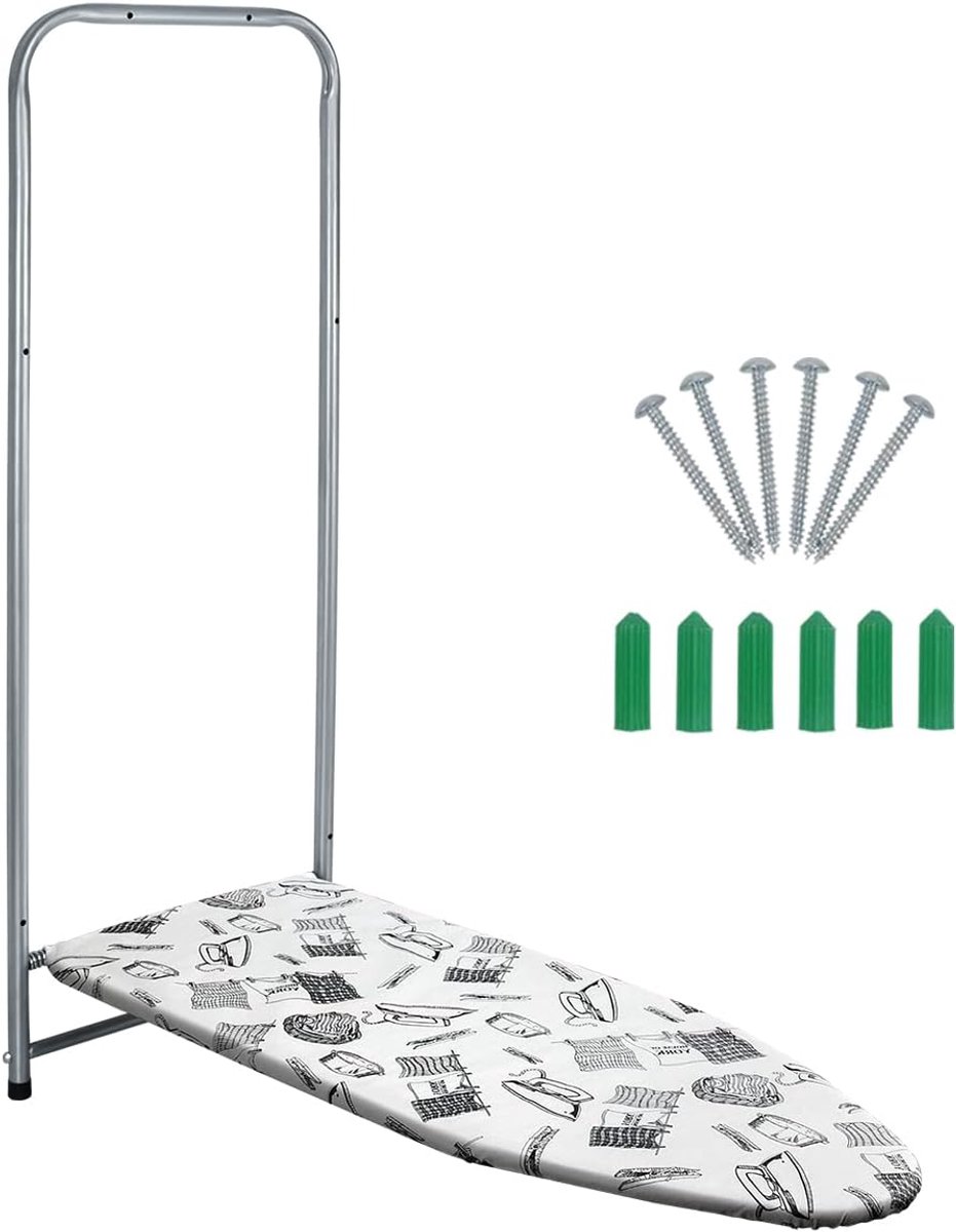 Strijkplank voor aan de muur - Opvouwbaar 98,5 x 35,5 cm - Warmtebestendige hoes - ShopVlot