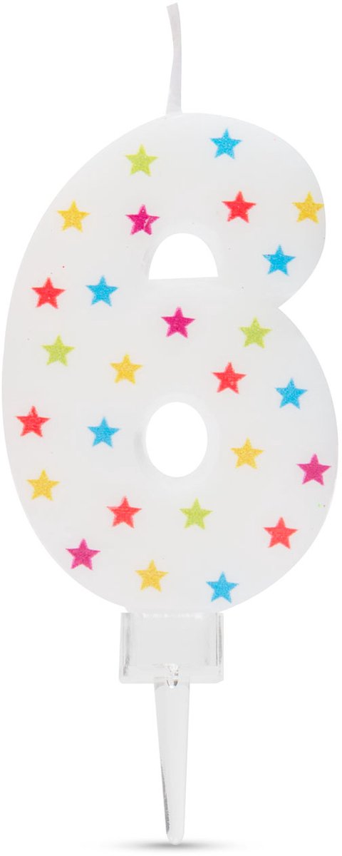 Verjaardagskaars cijfer 6 - 7×4 cm - taartkaars - decoratieve cijferkaars voor feest & verjaardag [56186-6]