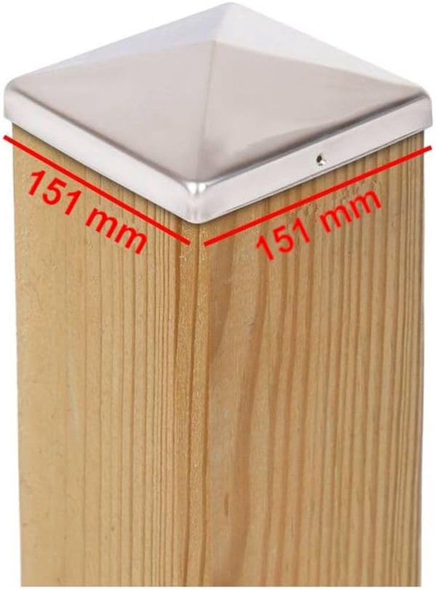 Pootdoppen piramide 151 x 151 mm - roestvrij staal - beschermt houten palen - duurzaam en weerbestendig - ShopVlot
